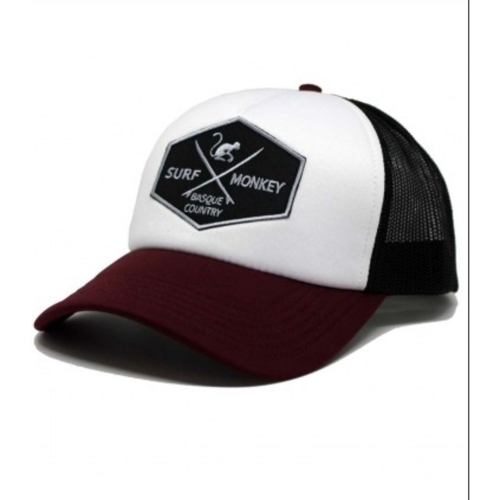 SURF MONKEY - TRUCKER CAP - PADDED‎ / ADULT / ONE SIZE (BURGUNDY/BLACK)